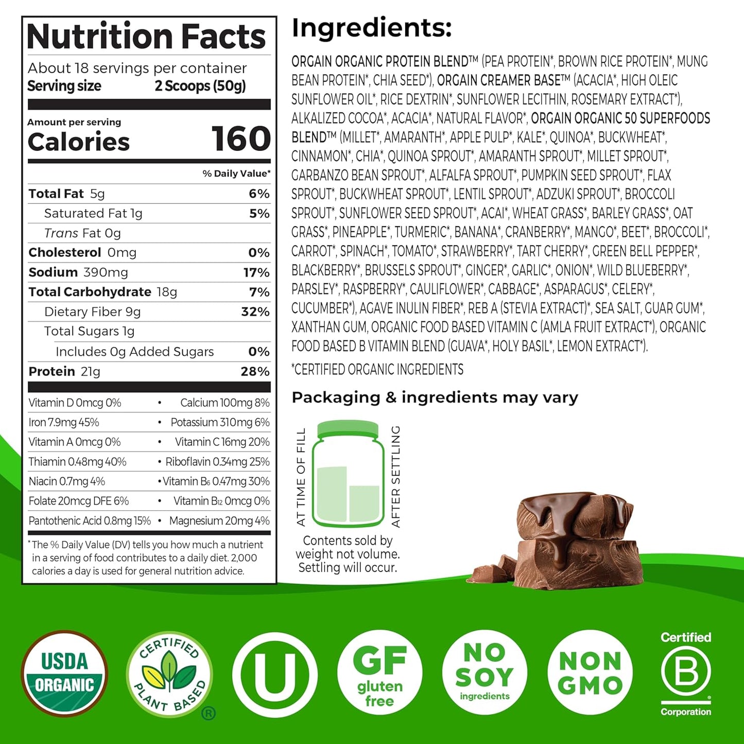 Bột Protein Thuần Chay Hữu Cơ Orgain Organic Protein + Superfoods Powder