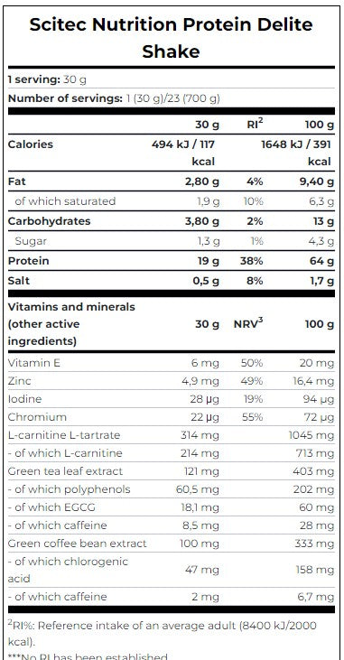 Thức Uống Bổ Dưỡng Protein Delite Shake Scitec Nutrition 700g