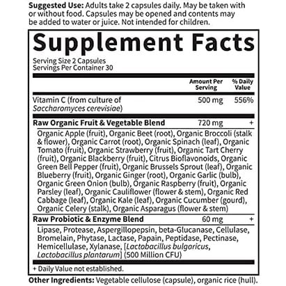 Vitamin C Garden of Life 500mg từ Trái Cây & Rau Củ – Hũ 120 Viên