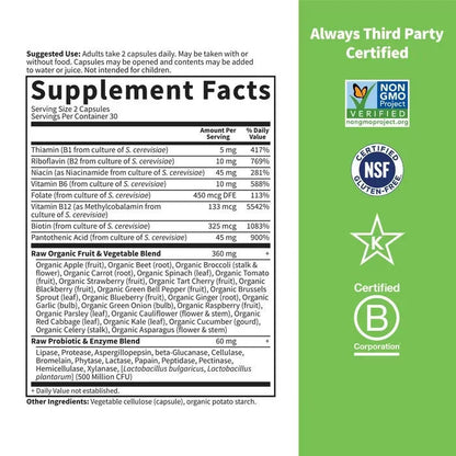Vitamin Raw B Complex Garden of Life – Hũ 60 Viên