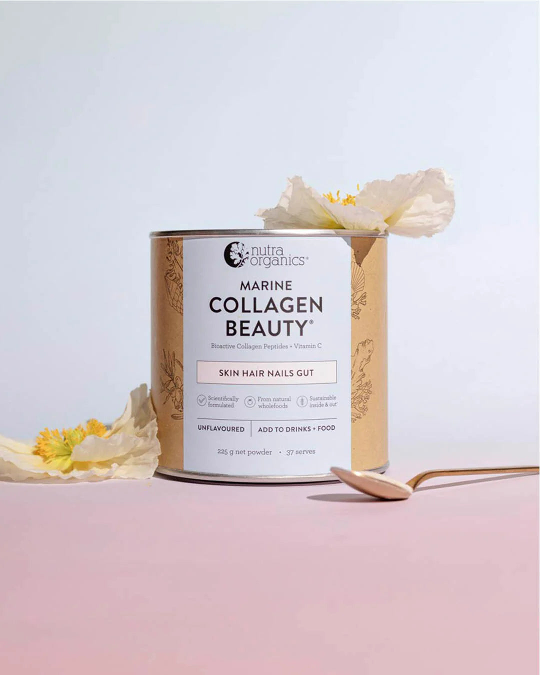 Bột Bổ Sung Collagen Marine Collagen Beauty Nutra Organics 225g
