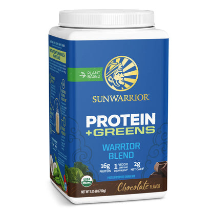 Bột Protein Thực Vật Hữu Cơ Và Rau Xanh Warrior Blend Plus Greens - Sunwarrior 750g