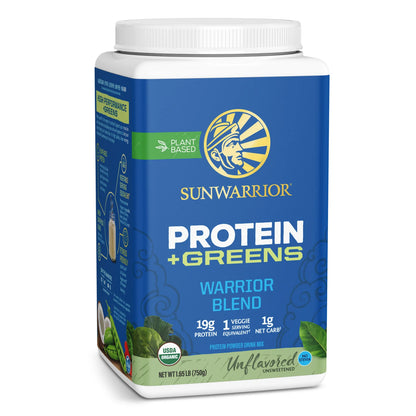 Bột Protein Thực Vật Hữu Cơ Và Rau Xanh Warrior Blend Plus Greens - Sunwarrior 750g