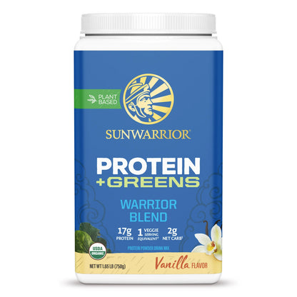 Bột Protein Thực Vật Hữu Cơ Và Rau Xanh Warrior Blend Plus Greens - Sunwarrior 750g