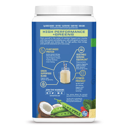 Bột Protein Thực Vật Hữu Cơ Và Rau Xanh Warrior Blend Plus Greens - Sunwarrior 750g