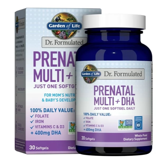 Đa Vitamin Cho Mẹ Bầu Garden of Life Bổ Sung Omega-3 DHA Hũ 30 Viên