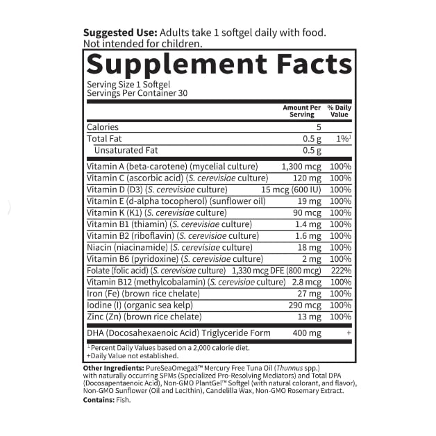 Đa Vitamin Cho Mẹ Bầu Garden of Life Bổ Sung Omega-3 DHA Hũ 30 Viên